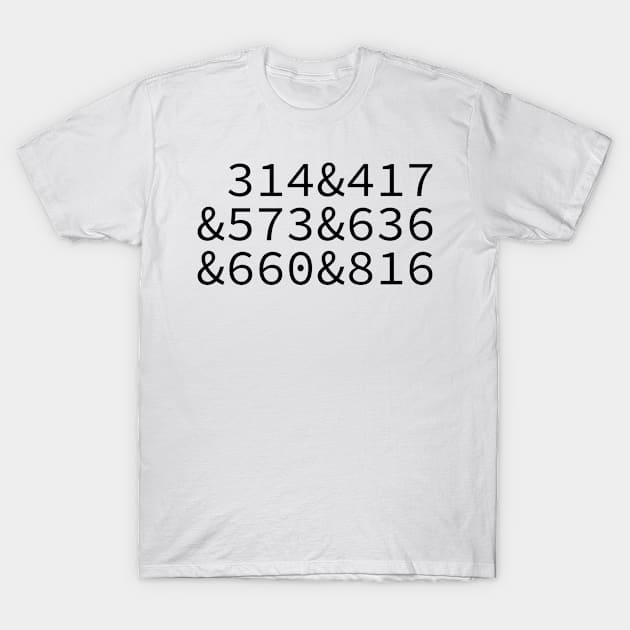 Missouri Area Codes T-Shirt by ExtraGoodSauce